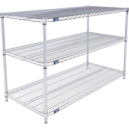 Nexel 3 Shelf, Chrome Wire Shelving Unit, Starter, 54inW x 24inD x 34inH B3124454